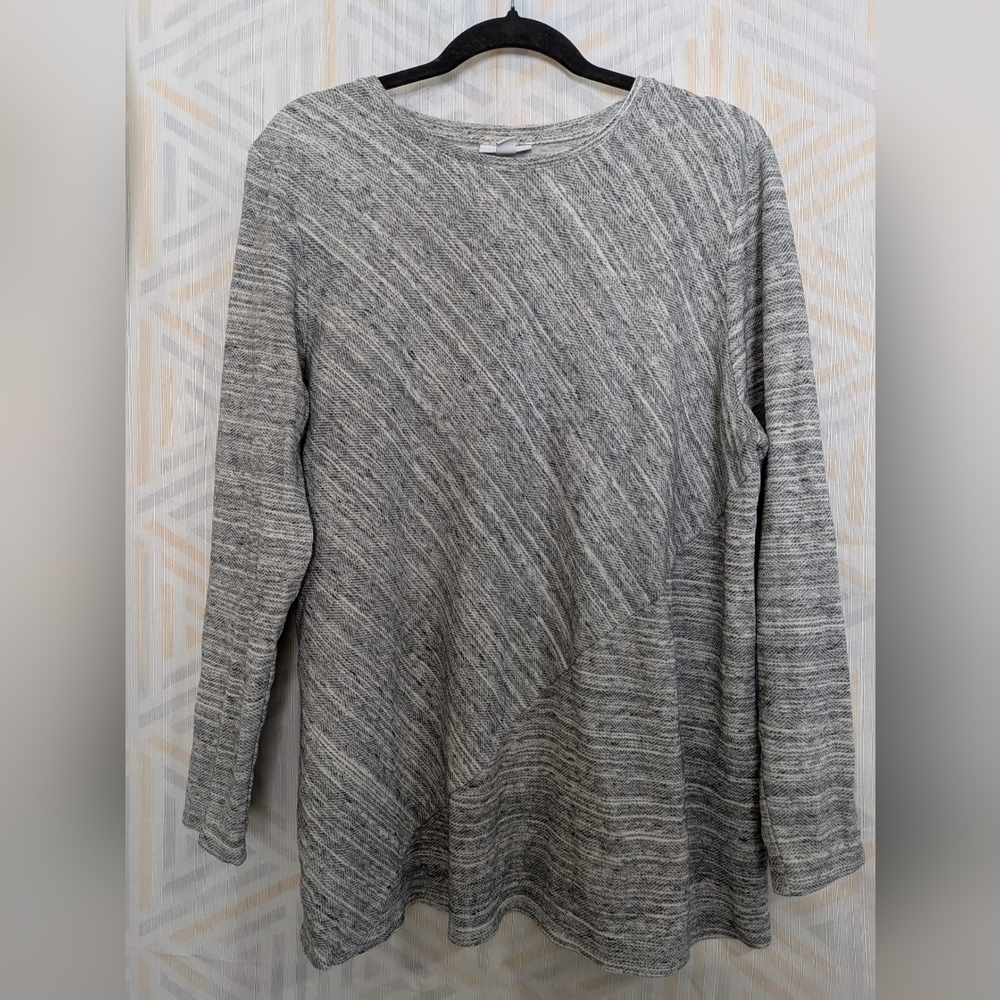Pure Jill J. Jill Space Dye‎ Tunic Sweater Gray Long Sleeves Size Xl